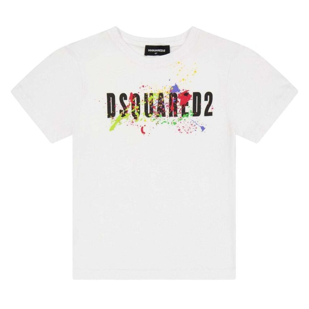 DSquared2 Childrens/Kids Spray Paint Logo T-Shirt / White